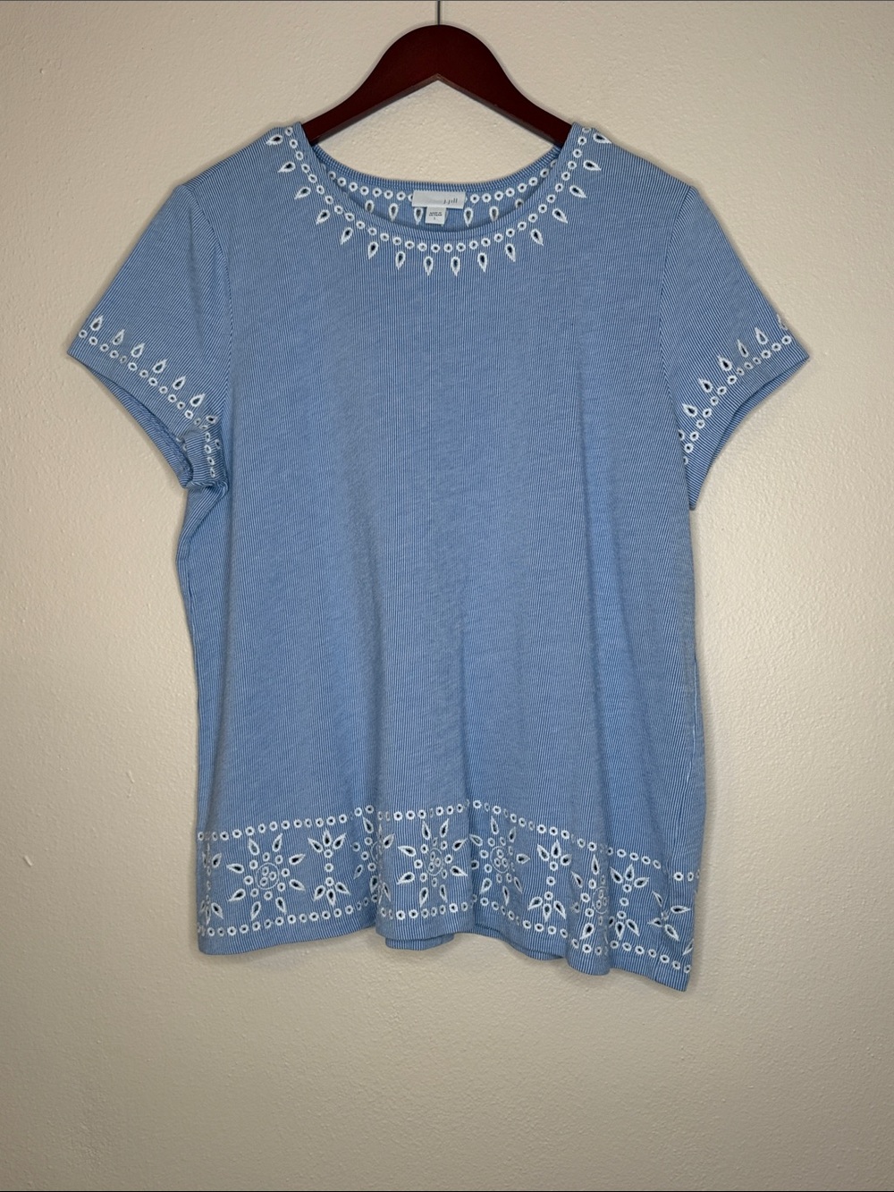 J. JILL Striped Embroidery Trim Shirt
